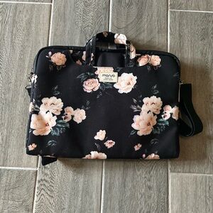 Mosiso Black Floral laptop or messenger bag-15 inch